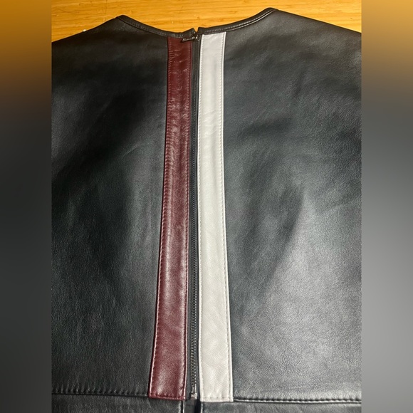 NWOT BCBG Max Azria Runway leather top with color-blocked panels. Size L - Picture 7 of 9